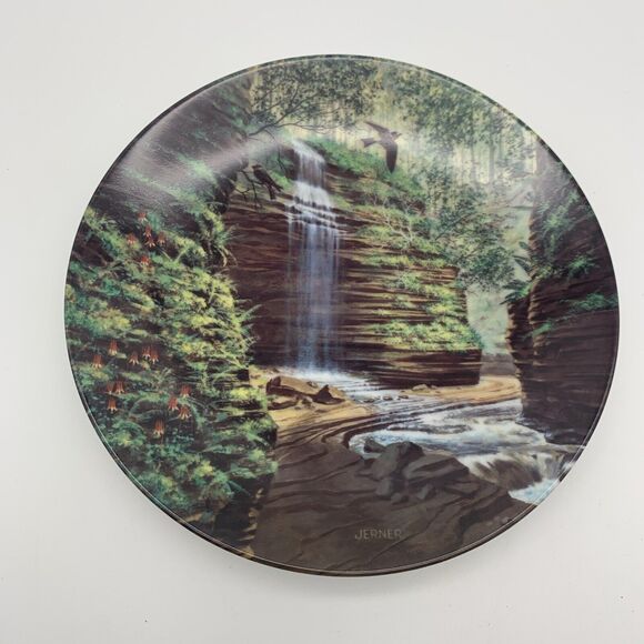 The Hidden Waterfall Plate Bart Jerner Less Travelled Road Collection with Frame - Picture 4 of 10